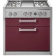 Plita profesionala cu spatii depozitare Steel Genesi G9C, 90x65 cm, 6 arzatoare, 2 sertare, aprindere electronica, rosu burgundy