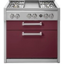 Plita profesionala cu spatii depozitare Steel Genesi G9C, 90x65 cm, 6 arzatoare, 2 sertare, aprindere electronica, rosu