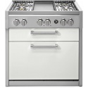 Plita profesionala cu spatii depozitare Steel Genesi G9C, 90x65 cm, 6 arzatoare, 2 sertare, aprindere electronica, crem inchis