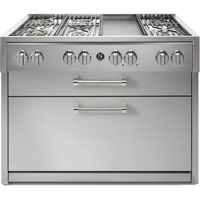 Plita profesionala cu spatii depozitare Steel Genesi G12C 120x65 cm, 6 arzatoare, 2 sertare, aprindere electronica, inox
