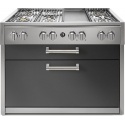 Plita profesionala cu spatii depozitare Steel Genesi G12C 120x65 cm, 6 arzatoare, 2 sertare, aprindere electronica, antracit
