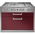 Plita profesionala cu spatii depozitare Steel Genesi G12C 120x65 cm, 6 arzatoare, 2 sertare,aprindere electronica, rosu burgundy