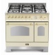 Set Aragaz Lofra Dolcevita RBID96MFTE/CI, 90x60cm, gaz, 5 arzatoare, cuptor dublu + Splash Back 90 + Hota Dolcevita 90, crem