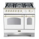 Aragaz Lofra Dolcevita RBPD96MFTE/CI, 90x60cm, gaz, 5 arzatoare, grill, rotisor, timer, cuptor dublu, alb perlat
