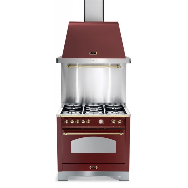 Set Aragaz Lofra Dolcevita RRG96MFT/CI, 90x60cm, gaz, 5 arzatoare, grill +Splash Back 90+Hota Dolcevita 90, rosu burgundy