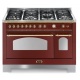 Aragaz Lofra Dolcevita RRD126MFT+E/2AEO, 120x60cm, gaz, 7 arzatoare, grill, rotisor, timer, cuptor dublu, rosu