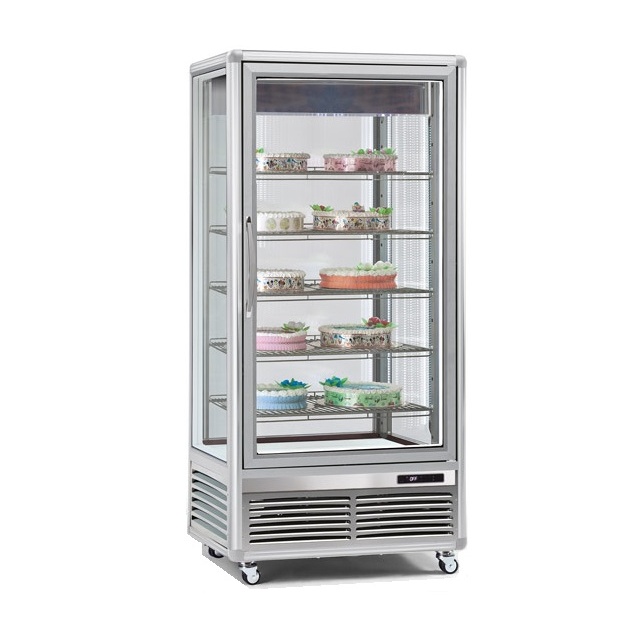 Vitrina frigorifica de cofetarie Tecfrigo Snelle 650 BTV, capacitate 650 l, temperatura -10/-21°C, argintiu