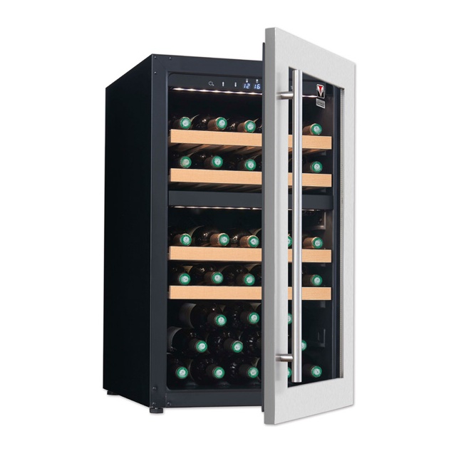 Vitrina vinuri Tecfrigo Sommelier 40 Plus, capacitate 111 l, 2 zone temperatura +12+20 /+5/+12 , negru