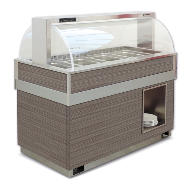 Vitrina frigorifica calda FUTURA 4 VT SS, temperatura +4/+10C, lemn pin
