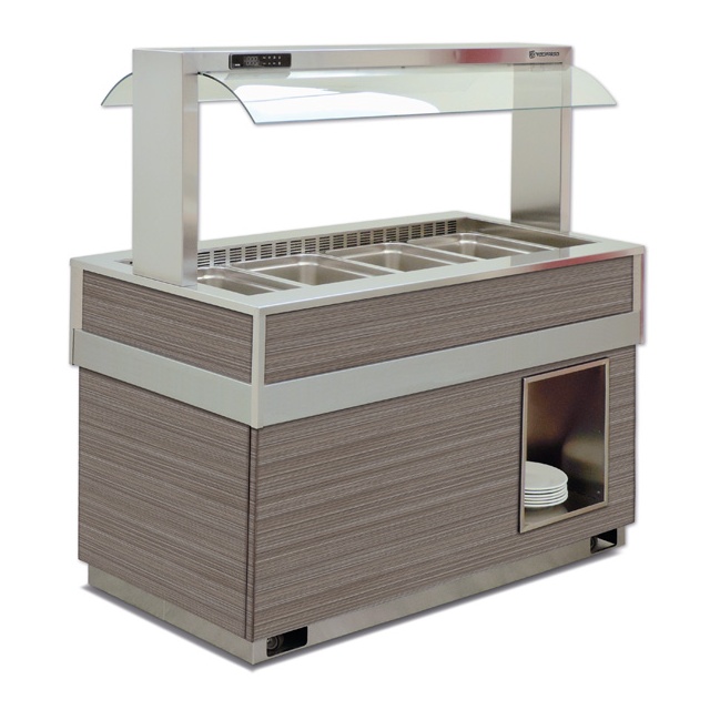 Vitrina frigorifica calda FUTURA 4 BM, temperatura + 30 / + 90C, lemn pin