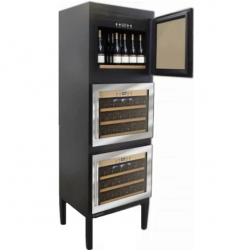 Vitrina vinuri Tecfrigo VINITY 3 V, 150 l, 54 sticle, temperatura +5/+20 °C, negru/argintiu