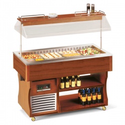Vitrina frigorifica calda Tecfrigo ISOLA 4 M cu rafturi depozitare, temperatura +4 / +10C, maro