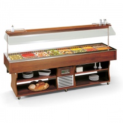 Vitrina frigorifica calda Tecfrigo ISOLA 8 M cu rafturi depozitare, temperatura +4 /+10C, maro