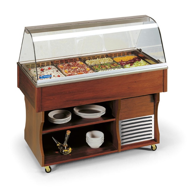 Vitrina frigorifica expunere produse Tecfrigo ISOLA MSERVICE 4, rafturi depozitare, temperatura +4/+10°C, maro