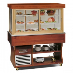 Vitrina frigorifica expunere produse Tecfrigo ISOLA FLASH VFS, rafturi depozitare, temperatura +4/+10°C, maro
