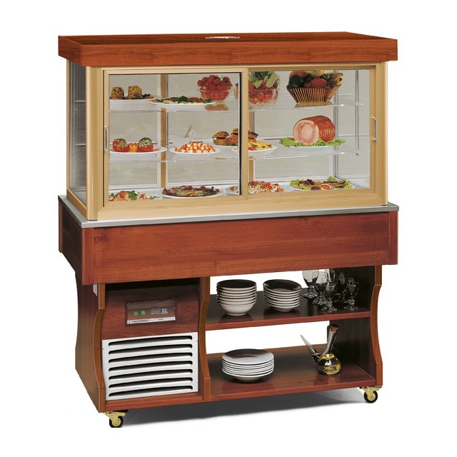 Vitrina frigorifica expunere produse Tecfrigo ISOLA FLASH VFS, rafturi depozitare, temperatura +4/+10°C, maro