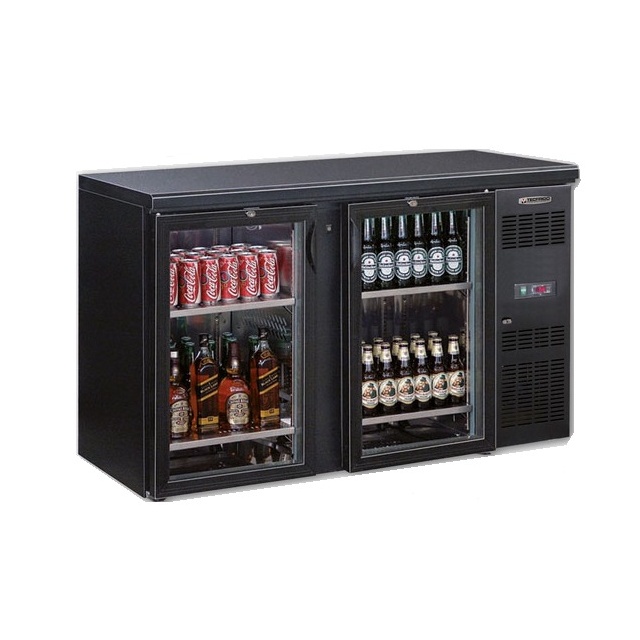 Vitrina orizontala frigorifica pentru bauturi Tecfrigo EUROBAR 2P GLASS, capacitate 349 l, temperatura +4/+10 C, negru