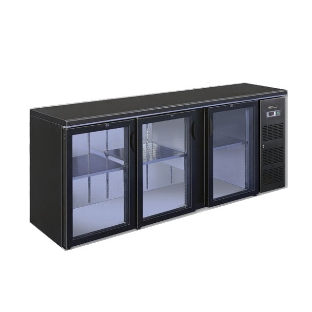 Vitrina orizontala frigorifica pentru bauturi Tecfrigo EUROBAR 3P Glass, capacitate 536 l, temperatura +4/+10 C, negru