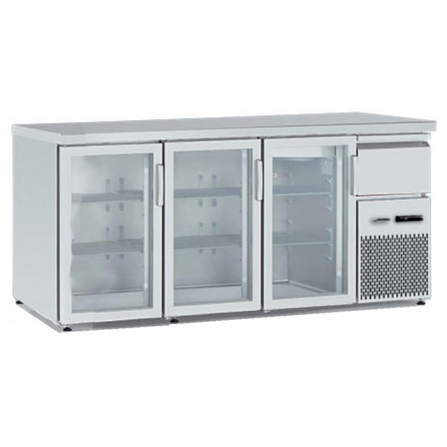 Vitrina frigorifica orizontală Tecfrigo BBX 2V TOP Glass, cu blat de lucru, capacitate 540 l, temperatura +4/+8, argintiu