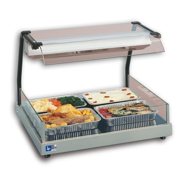 Plita ceramica fierbinte cu vitrina prezentare Tecfrigo Gastronom GN 2/1 Vista, mentine mancarurilor calde,+30/+90°C, 900W,inox