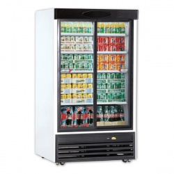 Vitrina bauturi Tecfrigo TFG 999, 2 usi, capacitate 540 L, temperatura +1/+10º C, alb/negru