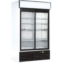 Vitrina bauturi Tecfrigo TFGC 1000, 2 usi, cu caseta luminoasa,capacitate 771 L, temperatura +1/+10º C, alb/negru