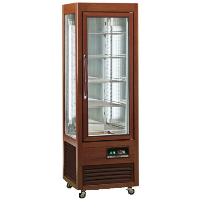 Vitrina frigorifica cofetarie Tecfrigo Saloon 350 Q, capacitate 350l, temperatura +4/+10 ºC, lemn nuc