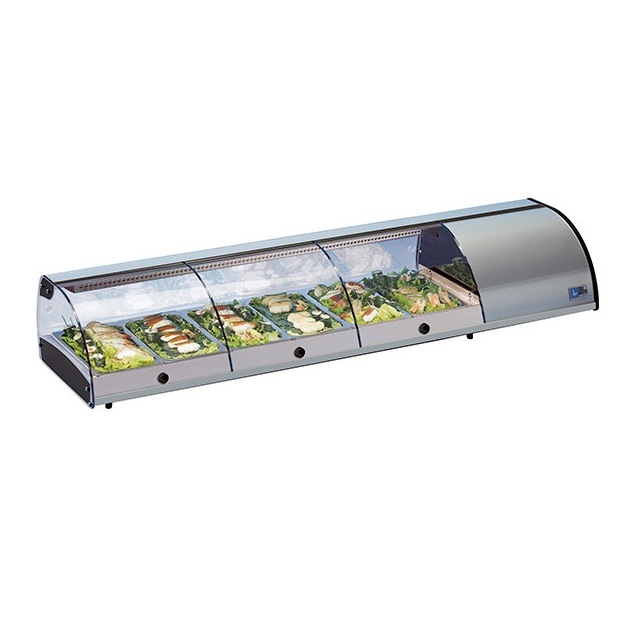 Vitrina frigorifica expunere ingrediente Tecfrigo Sushi 10 PI, putere 270 W, lungime 214,1 cm, temperatura +1/+5, argintiu