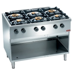 Aragaz profesional pe gaz Diamond C6GA11-SP Base 700 cu 6 arzatoare si spatiu deschis