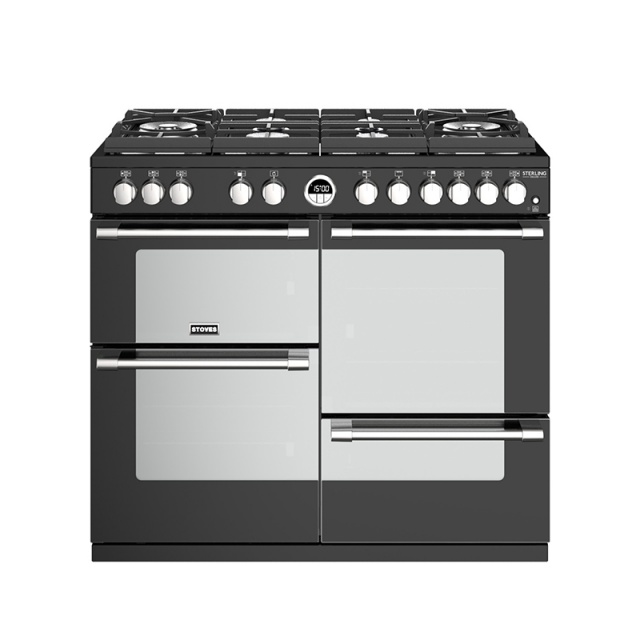 Aragaz pe gaz Stoves Sterling Deluxe S1000DF GTG cu 6 arzatoare cu sticla si multiple cuptoare