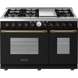 Aragaz mixt Superiore RD482SCNB DECO 48 Classic cu 6 arzatoare si cuptoare multiple, negru mat si finisaje bronz