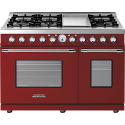 Aragaz mixt Superiore RD482SCRC DECO 48 Classic cu 6 arzatoare si cuptoare multiple, rosu mat si finisaje crom
