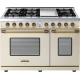 Aragaz mixt Superiore RD482SCCDECO 48 Classic cu 6 arzatoare si cuptoare multiple, crem mat si finisaje bronz