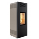 Sobă Caminetti MontegrappaNoir Evo NP7 cu pelete cu aer cald de 7 kw - acoperire din oțel vopsit cu gri