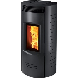 Sobă Caminetti Montegrappa LS9 Ronde Evo pe peleți cu aer cald ventilat sistem, a. s. s. 9 kw - negru