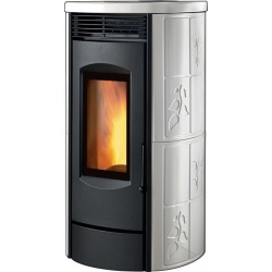 Sobă ermetica Caminetti Montegrappa ALPINA XW LXE12 cu peleti cu aer cald-12 kw alb