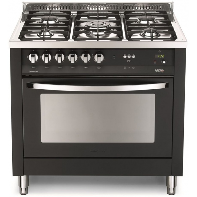 Aragaz Lofra Rainbow PNMG96MFT/C, gaz, 90X60cm, 5 arzatoare, grill electric, timer, aprindere electronica, negru