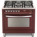 Aragaz Lofra Rainbow PRG96MFT/C, plita gaz, 90x60cm, 5 arzatoare, grill electric, timer, aprindere electronica, rosu