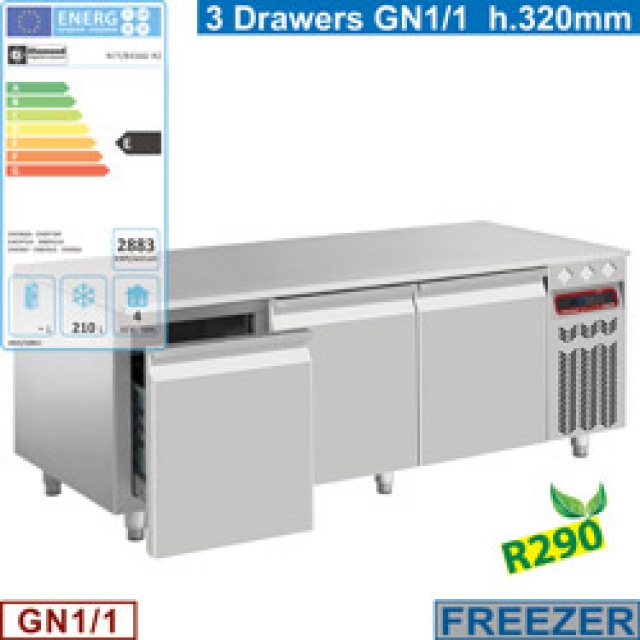 Masa rece Diamond N77/R212G-R2,2 sertare GN 1/1-200 mm