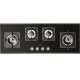 Plita incorporabila Fulgor Milano, FCH 1124 G 2DWK BK, 112 cm, 4 arzatoare, protectie gaz, superinox, sticla neagra