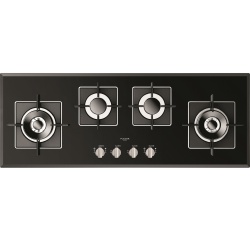 Plita incorporabila Fulgor Milano, FCH 1124 G 2DWK BK, 112 cm, 4 arzatoare, protectie gaz, superinox, sticla neagra