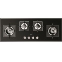 Plita incorporabila Fulgor Milano, FCH 1124 G 2DWK BK, 112 cm, 4 arzatoare, protectie gaz, butoane otel, sticla neagra