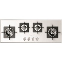 Plita incorporabila Fulgor Milano, FCH 1124 G 2DWK WH, 112 cm, 4 arzatoare, protectie gaz, butoane otel, sticla alba
