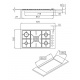Aragaz Tecnogas P1X66M4VC, 60 cm, gaz, 4 arzatoare, grill, otel inoxidabil