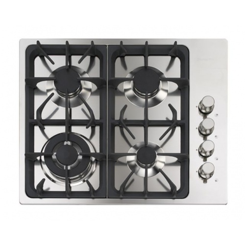 Aragaz Tecnogas P1X66M4VC, 60 cm, gaz, 4 arzatoare, grill, otel inoxidabil