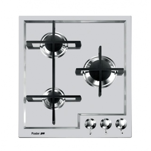 Plita incorporabila Foster Veronika 7063042, instalare STD, gaz, 44cm, 3 arzatoare, aprindere electrica, siguranta gaz, inox
