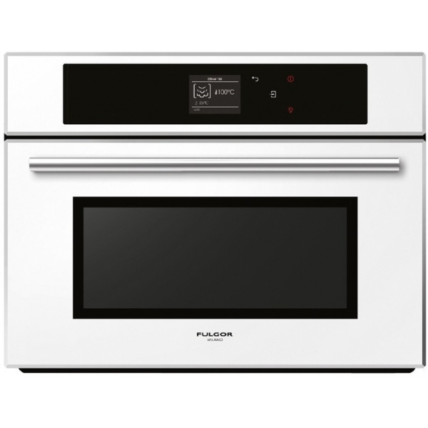 Cuptor incorporabil Fulgor Milano Compact 45 FCSO 4511 TM BK, 60 cm, cuptor multifunctional electric cu abur, sticla neagra