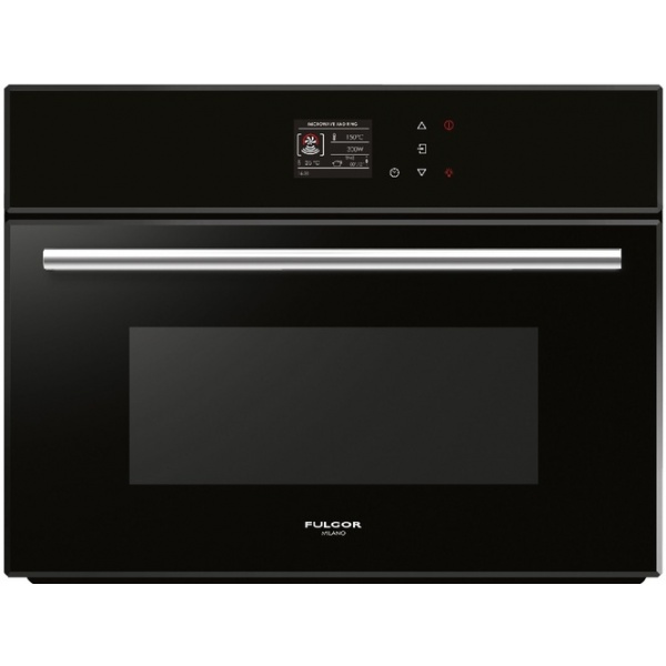 Cuptor incorporabil Fulgor Milano Compact 45 FCMO 4511 TM BK, 60 cm, cuptor microunde multifunctional electric, sticla neagra