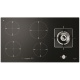 Plita incorporabila Fulgor Milano Hybrid, FCH 905 ID TS G DWK BK, 90 cm, plita inductie + gaz, 5 zone gatit, sticla neagra