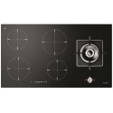 Plita incorporabila Fulgor Milano Hybrid, FCH 905 ID TS G DWK BK, 90 cm, plita inductie + gaz, 5 zone gatit, sticla neagra